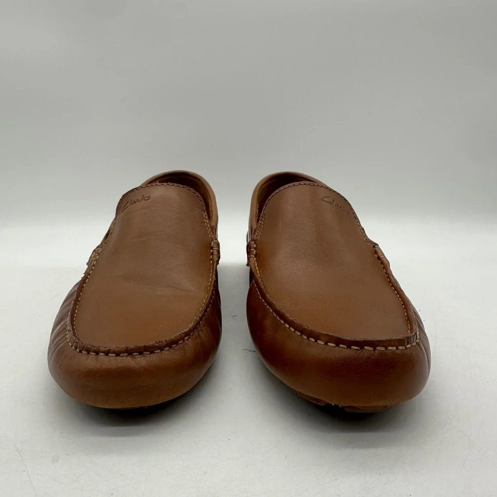Clarks 63544 Mens Size 9 Markman Plain Tan Leather Driving Loafer Moccasin Shoes